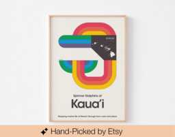 Kaua'i Hawaii Dolphin Poster Print - Mid Century Modern Bauhaus Peggy Hopper Rainbow Sven Lukin Memphis Design 20-40% Off + Free Shipping - thumbnail 1