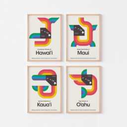 Kaua'i Hawaii Dolphin Poster Print - Mid Century Modern Bauhaus Peggy Hopper Rainbow Sven Lukin Memphis Design 20-40% Off + Free Shipping - thumbnail 3