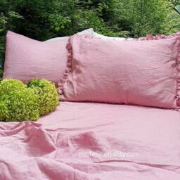 Dusty Rose Linen Duvet Cover Full, King, Queen Or Custom Size/Linen Bedding - thumbnail 3