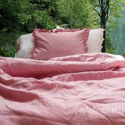 Dusty Rose Linen Duvet Cover Full, King, Queen Or Custom Size/Linen Bedding - thumbnail 2
