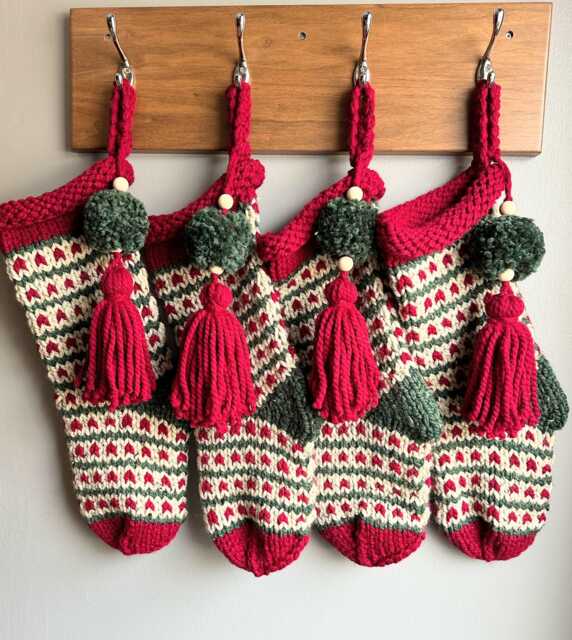 Hand Knit Christmas Stocking Traditional Scandinavian Decoration - image 1