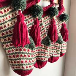 Hand Knit Christmas Stocking Traditional Scandinavian Decoration - thumbnail 3