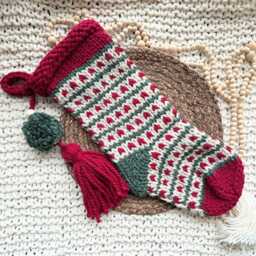Hand Knit Christmas Stocking Traditional Scandinavian Decoration - thumbnail 2