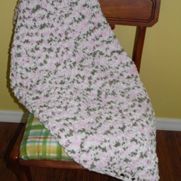 Baby Girl Soft Knitted Pink & Gray Blanket/Lap Robe/Wheelchair Blanket - thumbnail 2