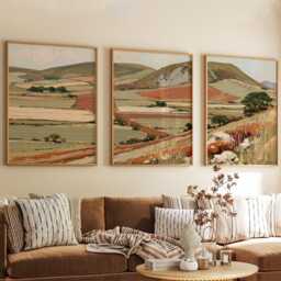 Green Valley Trio, Countryside Landscape Wall Art Set - thumbnail 4