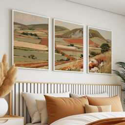 Green Valley Trio, Countryside Landscape Wall Art Set - thumbnail 3