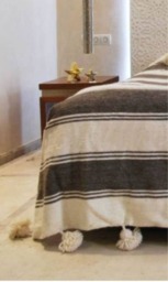 Moroccan Pom Blanket & Throw, Bohemian Blanket, Berber Wool Hand Woven, Handmade Bed Spread, Cover - thumbnail 1