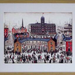 L.s. Lowry Art Print - V E Day Oak Finish Frame With Mount & Textured Image - thumbnail 2