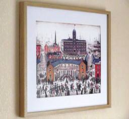 L.s. Lowry Art Print - V E Day Oak Finish Frame With Mount & Textured Image - thumbnail 1