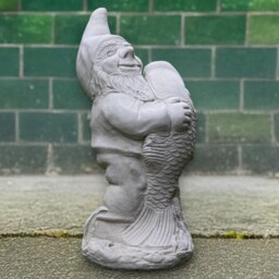 Concrete Fishing Gnome Statue Cement Sculpture Handmade Stone Dwarf Figurine Outdoor Garden Yard Ornament Gnome Art Lover Gift - thumbnail 3