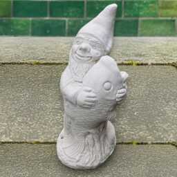 Concrete Fishing Gnome Statue Cement Sculpture Handmade Stone Dwarf Figurine Outdoor Garden Yard Ornament Gnome Art Lover Gift - thumbnail 1