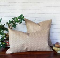 Beige Wicker Mesh Faux Leather Pillow Cover - Scandinavian Home Decor - thumbnail 1