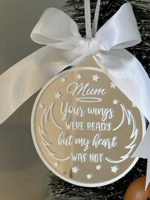 Personalizsed Christmas Memorial Bauble - Mirrored Acrylic Ornament - image 1