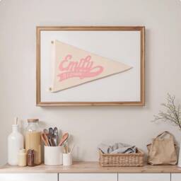 Hand Embroidered Name Pennant Flag Banner Custom Name Banner Baby Sign Gifts For Kids Wall Art Decor - thumbnail 3