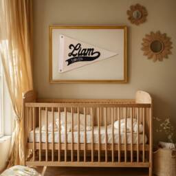 Hand Embroidered Name Pennant Flag Banner Custom Name Banner Baby Sign Gifts For Kids Wall Art Decor - thumbnail 2