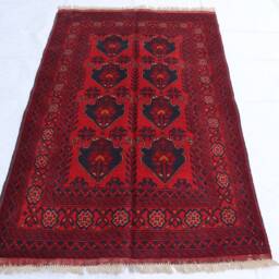 Red 3'3x4'11 Afghan Khal Mohammedi Rug, Handmade Tribal Turkmen Bukhara Oriental Hand Knotted Wool 3x5 Living Room Rug Kitchen - thumbnail 2