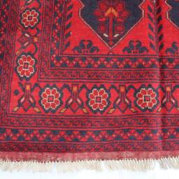 Red 3'3x4'11 Afghan Khal Mohammedi Rug, Handmade Tribal Turkmen Bukhara Oriental Hand Knotted Wool 3x5 Living Room Rug Kitchen - thumbnail 3