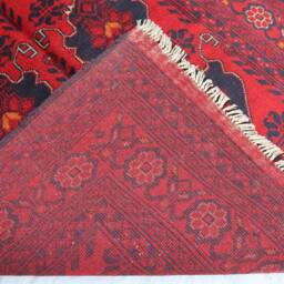Red 3'3x4'11 Afghan Khal Mohammedi Rug, Handmade Tribal Turkmen Bukhara Oriental Hand Knotted Wool 3x5 Living Room Rug Kitchen - thumbnail 4