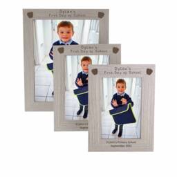 First Day At School Personalised Wooden Photo Frame - Engraved 1st Nursery Or Keepsake Back To Memory - thumbnail 1
