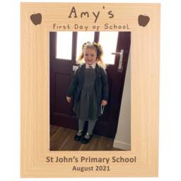 First Day At School Personalised Wooden Photo Frame - Engraved 1st Nursery Or Keepsake Back To Memory - thumbnail 3
