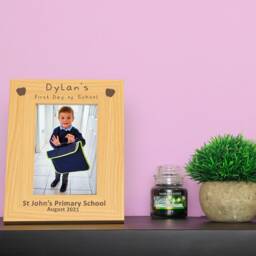 First Day At School Personalised Wooden Photo Frame - Engraved 1st Nursery Or Keepsake Back To Memory - thumbnail 2