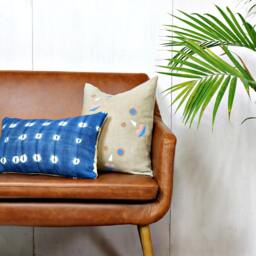 Beige Linen Pillow Cover With Abstract Face Print/Block Printed Indigo Brown Light Pink White Decorative Throw Cushion Bedding Accent Toss - thumbnail 2