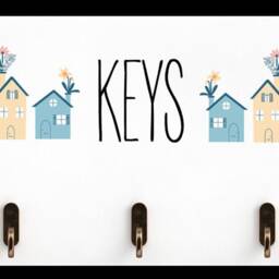 Blue & White Key Rack With 5 Metal Hooks - thumbnail 3