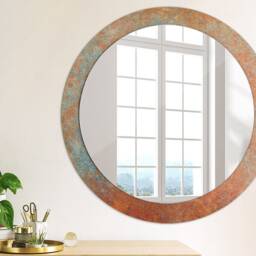 Rusty Metal, Copper, Round Mirror Frame, Colorful, Glass Wall Art, Printed - thumbnail 2
