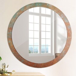 Rusty Metal, Copper, Round Mirror Frame, Colorful, Glass Wall Art, Printed - thumbnail 4