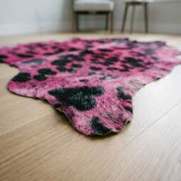 Pink Black Cowhide Rug - Genuine Dyed Hair-On Leather Area - thumbnail 2