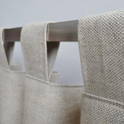 Boys Teen Boy Masculine Modern Geometric Tab Top Beige Linen Curtains Organic Cotton Stone Blue Grey Brown Diagonal Stripes. Customisable - thumbnail 2