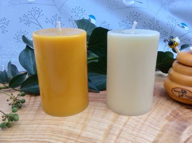 100% Beeswax Candle Chunky Pillar 10cm X 7cm - Made in Devon - image 1