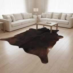 Bold Dark Brown & White Cowhide Rug - Large Natural Leather For Contemporary Elegance - 42x45 Inches - thumbnail 3