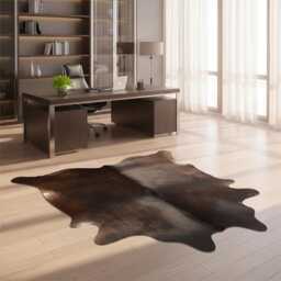 Bold Dark Brown & White Cowhide Rug - Large Natural Leather For Contemporary Elegance - 42x45 Inches - thumbnail 2