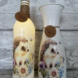 Hedgehog Gifts Vase Light Up Bottle, Slate Heart, Plant Pot, Coasters, Wax Burner, Soy Melts - thumbnail 3