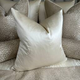 Handmade Ivory Silk Satin Cushion Cover, Luxury Euro Pillow Sham , Designer Guild Fabric - thumbnail 2