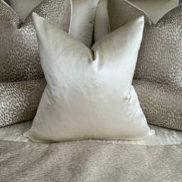 Handmade Ivory Silk Satin Cushion Cover, Luxury Euro Pillow Sham , Designer Guild Fabric