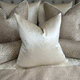 Handmade Ivory Silk Satin Cushion Cover, Luxury Euro Pillow Sham , Designer Guild Fabric - thumbnail 4