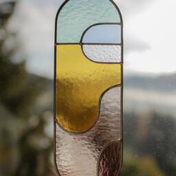 Modern Stained Glass Suncatcher, Window Decoration, Wall Hanging - thumbnail 2