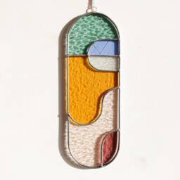 Modern Stained Glass Suncatcher, Window Decoration, Wall Hanging - thumbnail 4