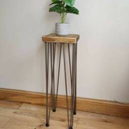 Rustic Plant Stand/ End Tables, With Steel Hairpin Legs - thumbnail 2