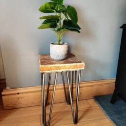Rustic Plant Stand/ End Tables, With Steel Hairpin Legs - thumbnail 3