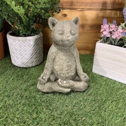 stone Garden Meditating Yoga Cay Kitten Cute Detailed Cat Ornament Gift - thumbnail 2