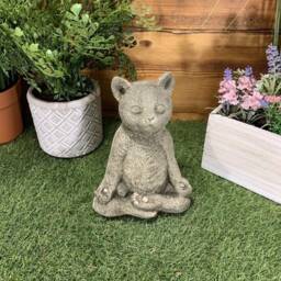 stone Garden Meditating Yoga Cay Kitten Cute Detailed Cat Ornament Gift - thumbnail 3