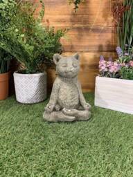 stone Garden Meditating Yoga Cay Kitten Cute Detailed Cat Ornament Gift - thumbnail 1