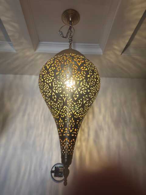 Handcrafted Moroccan Brass Pendant Light - Unique Handmade Hanging Ceiling Lamp For Bohemian Home Decor - image 1