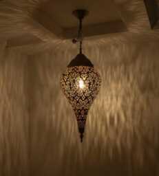 Handcrafted Moroccan Brass Pendant Light - Unique Handmade Hanging Ceiling Lamp For Bohemian Home Decor - thumbnail 2