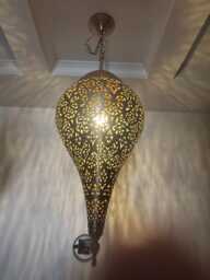 Handcrafted Moroccan Brass Pendant Light - Unique Handmade Hanging Ceiling Lamp For Bohemian Home Decor - thumbnail 1