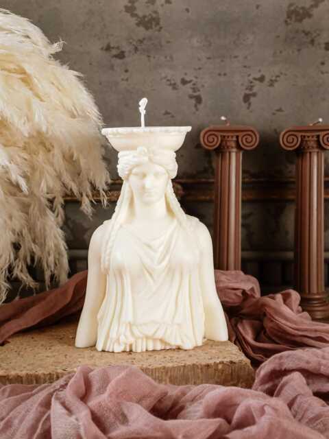 Handmade Caryatid Statue Candle Soy & Bee Wax Blend - image 1