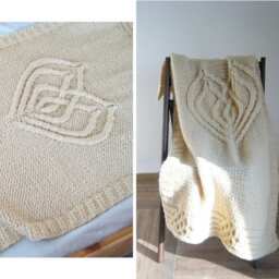Chunky Wool Cable Blanket, Celtic Heart Knit Tree Of Life Custom Boho Heart Afghan, Personalized Warm Chair Wrap - thumbnail 2